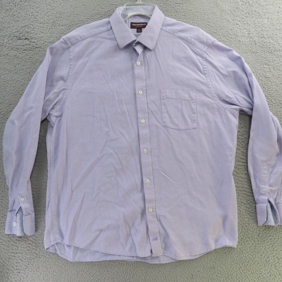 Johnston Murphy Shirt Mens XL Purple Check Long Sleeve Button Up Flip Cuff - Picture 1 of 10